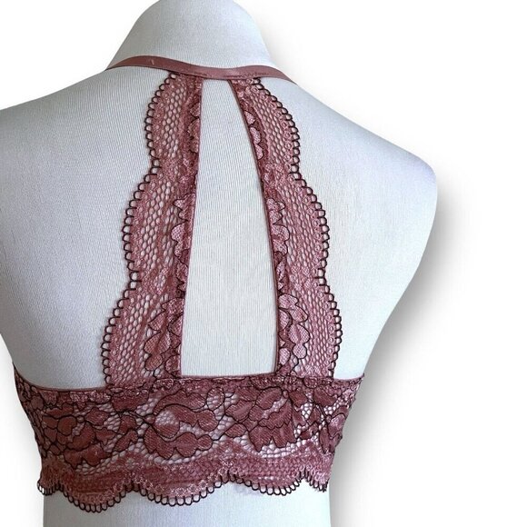 La Senza Obsession 36C Bra Mauve Padded Push Up Underwire Front Close Lace Back - Picture 6 of 8